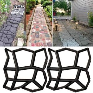 concrete molds and forms, pathmate stone moldings paving pavement walk maker stepping stone paver walk way cement mold for patio, lawn & garden (2 packs 16.9 x 16.9 x 1.6 inch)