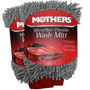 mothers premium chenille car wash mitt - scratch & lint free, 2pk