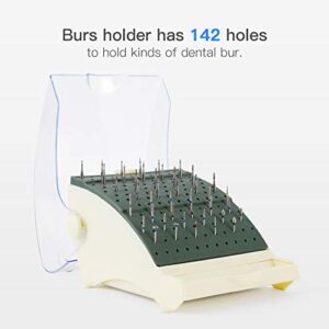 142 Holes Dental Burs Holder with Cover Case, Bur Block Station Organizer Box Dentist Retainer Case for Needle, Bur, File