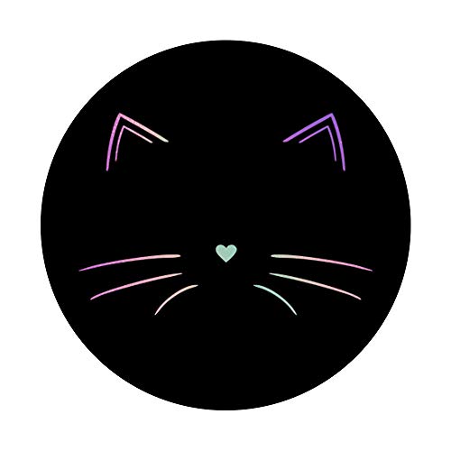 Rainbow Cat Face Black PopSockets Swappable PopGrip