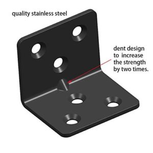 Black Stainless Steel Shelf Bracket,Joint Right Angle Bracket,L Shape Heavy Duty Metal Corner Brace Shelf Supporter (16 Pcs) (1.5x1.18x1.18x0.06)