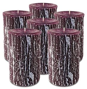hyoola timberline pillar candles - 6 pack - purple pillar candles - european made rustic pillar candle - 3 inch x 5 inch