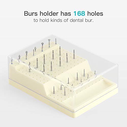 168 Holes Dental Bur Holder Box with Cover and Drawer, Burs Block Station Organizer Case for Bur, Plisher, File - Durable and Sturdy