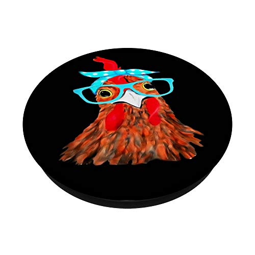 Chicken with bandana headband and glasses cute fun gift idea PopSockets Swappable PopGrip