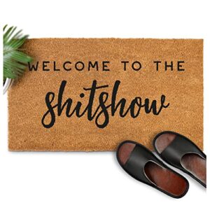 welcome to the shitshow doormat 30x17 inch, welcome to the shitshow welcome mat for front door, welcome to the shitshow entrance mat with anti-slip pvc backing, welcome to the shitshow coir mat