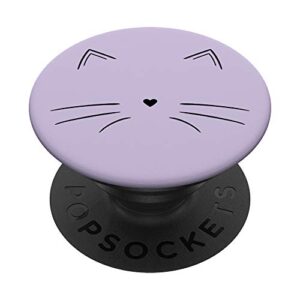 black cat face light pastel purple popsockets swappable popgrip