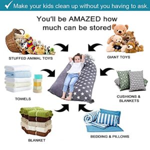 BCHWAY Stuffed Animal Storage Bean Bag Chair | 53" Extra Large Beanbag Cover for Kids and Adults, Plush Toys Holder and Organizer for Boys and Girls | Premium Velvet - Soft & Comfortabl (Stars Style)