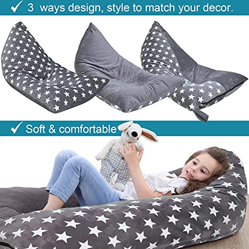 BCHWAY Stuffed Animal Storage Bean Bag Chair | 53" Extra Large Beanbag Cover for Kids and Adults, Plush Toys Holder and Organizer for Boys and Girls | Premium Velvet - Soft & Comfortabl (Stars Style)