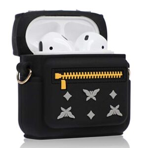 Jowhep Case for AirPod 2/1 Backpack Luxury Design Cute Silicone Cover Fashion Cool Funny Soft Stylish Fun Girly for Air Pods Girls Women Teen Kawaii Shell Cool Chain Cases for AirPods 1/2 Bag