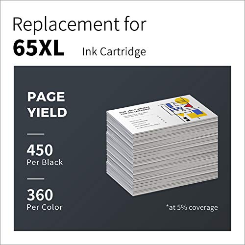 65 Ink Cartridge LemeroSuperx Remanufactured Ink Cartridge Replacement for HP 65 XL 65 65XL Ink Cartridges, for DeskJet 3752 3755 2640 3720 3722 Envy 4502 4501 5020 5055 Black Color Combo Pack