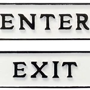 Ziolte Set of Enter exit Cast Iron Gate Sign Plates, Rustic Gate Plaques in White and Black, 2.25 x 7.4 Inches Each; Includes Mounting Hardware…