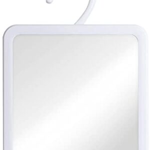 Portable Hanging Fogless Shower Mirror for Shaving with Hangable Hook, Razor Holder and Anti Fog Shatterproof Surface - Fill Basin Behind Mirror with Hot Water for Fog Free Shave - 8" x 7" (White)