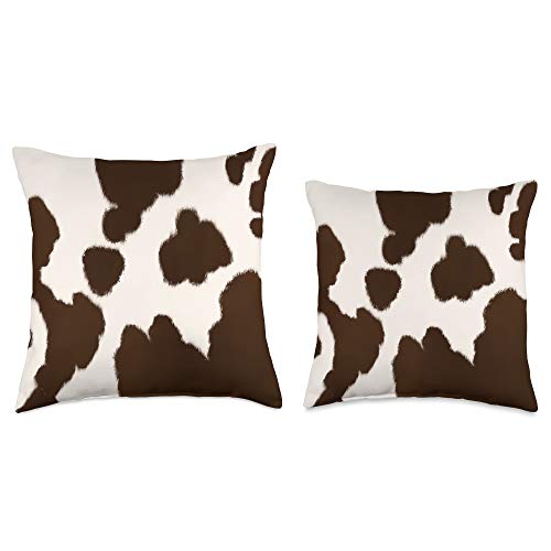 Animal Pattern Hide Brown Cow Milk Farm Animal Print Throw Pillow, 18x18, Multicolor