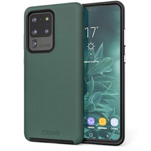 crave dual guard for samsung galaxy s20 ultra case, shockproof protection dual layer case for samsung galaxy s20 ultra, s20 ultra 5g - forest green