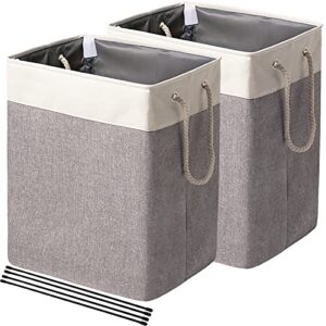 fairyhaus laundry basket-2pack, freestanding laundry hamper with support rods & easy carry handles, fabric dirty laundry hampers baskets for clothes storage gray 65l