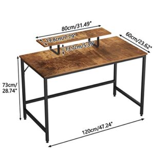 JOISCOPE Computer Desk with Monitor Stand, Study Desk for Home Office, Gaming Desk with Dual Monitor Stand Hutch, Wood and Metal, 47 inches(Vintage Oak Finish)