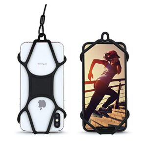 Rugged Phone Lanyard Holder with Coiled Strap Tether and Gated Carabiner for Hiking, Climbing, Skiing, Outdoors, School, Travel, Clip to Belt Loop, Clothing, Backpack, Compatible with Most Cell Phones