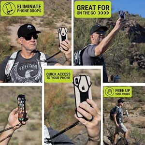 Rugged Phone Lanyard Holder with Coiled Strap Tether and Gated Carabiner for Hiking, Climbing, Skiing, Outdoors, School, Travel, Clip to Belt Loop, Clothing, Backpack, Compatible with Most Cell Phones