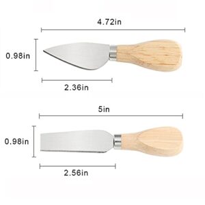 4 Pieces Set Cheese Knives Set with Wood Handle, Stainless Steel Cheese Slicer/Cheese Cutter (Cheese Knife, Shaver, Fork and Spreader) for Charcuterie Board Accessories