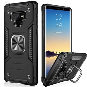 ikazz galaxy note 9 case,samsung note 9 cover dual layer soft flexible tpu and hard pc anti-slip full-body rugged protective phone case with magnetic kickstand for samsung galaxy note 9 black