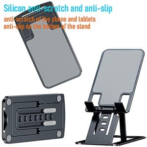 Cell Phone Stand,Bimawen Foldable Aluminum Alloy Ultra Slim Cell Phone Holder for Desk,or Device from 3" to 13"(Grey)