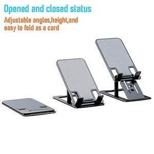Cell Phone Stand,Bimawen Foldable Aluminum Alloy Ultra Slim Cell Phone Holder for Desk,or Device from 3" to 13"(Grey)