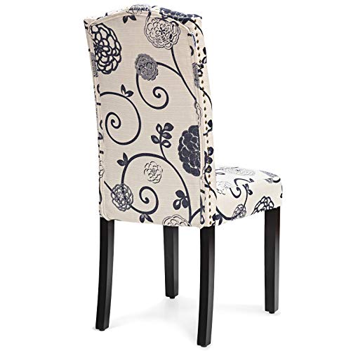 Giantex Parsons Chairs, Set of 2 Uphostered Kitchen Dining Chairs w/Wood Legs, Padded Seat, Linen Fabric, Nails, Tufted Dining Chairs, Ideal for Dining Room, Kitchen, Living Room