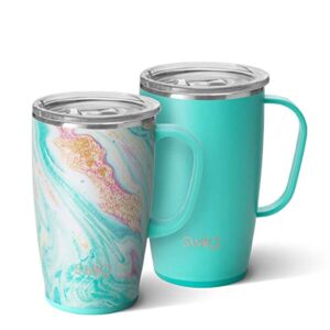 swig life wanderlust + matte aqua coffee lovers gift set, includes (2) 18oz travel mugs, triple insulated, stainless steel, easy to clean, and dishwasher safe