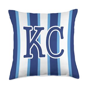 kansas city home & lifestyle retro royal blue & powder blue kansas city kc stripes throw pillow, 18x18, multicolor