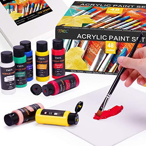 Acrylic Paint Set, 36 Colors (2 oz/Bottle) with 12 Art Brushes, Art Supplies for Painting Canvas, Wood, Ceramic & Fabric, Rich Pigments Lasting Quality for Beginners, Students & Professional Artist