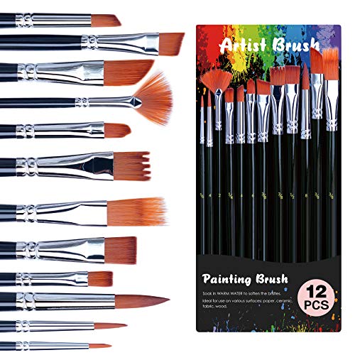 Acrylic Paint Set, 36 Colors (2 oz/Bottle) with 12 Art Brushes, Art Supplies for Painting Canvas, Wood, Ceramic & Fabric, Rich Pigments Lasting Quality for Beginners, Students & Professional Artist