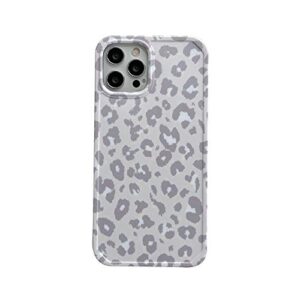 ins cold gray leopard print soft case for apple iphone 12 pro max with fashion frame cute design skin cellphone accessories protective cover for iphone 12 pro max 6.7 inch cases