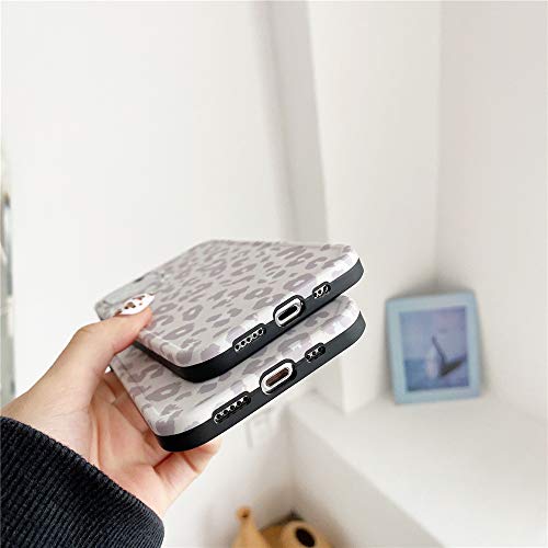 INS Cold Gray Leopard Print Soft Case for Apple iPhone 12 Pro Max with Fashion Frame Cute Design Skin Cellphone Accessories Protective Cover for iPhone 12 Pro Max 6.7 inch Cases