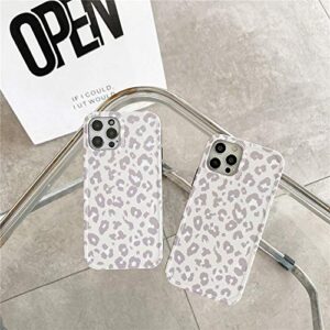 INS Cold Gray Leopard Print Soft Case for Apple iPhone 12 Pro Max with Fashion Frame Cute Design Skin Cellphone Accessories Protective Cover for iPhone 12 Pro Max 6.7 inch Cases