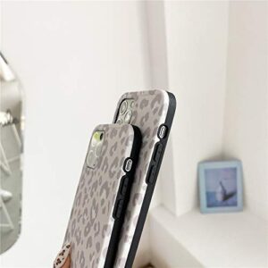 INS Cold Gray Leopard Print Soft Case for Apple iPhone 12 Pro Max with Fashion Frame Cute Design Skin Cellphone Accessories Protective Cover for iPhone 12 Pro Max 6.7 inch Cases