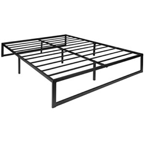 flash furniture lana 14 inch metal platform bed frame - no box spring needed with steel slat support and quick lock functionality (queen)