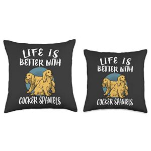 Animal Cute Designs Life is Better with Cocker Spaniels Throw Pillow, 16x16, Multicolor