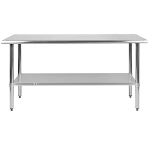 Flash Furniture Reese Stainless Steel 18 Gauge Prep and Work Table with Undershelf - NSF Certified - 60"W x 24"D x 34.5"H