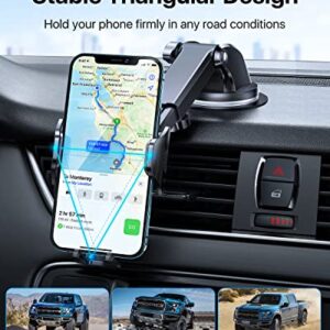 andobil Windshield Car Phone Holder [Super Suction Cup, Military Sturdy] Ultra Stable 3 in 1 Cell Phone Mount for Car Dashboard Vent Fit for iPhone 14 13 12 Pro Max Plus Samsung S23 S22 All Phones