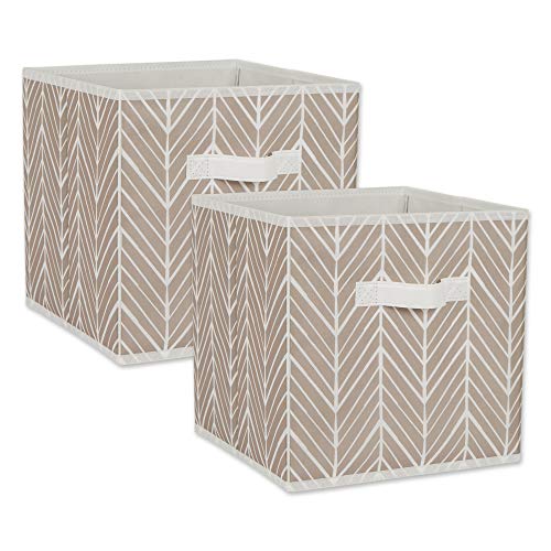 DII Non Woven Storage Collection Polyester Herringbone Bin, Small Set of 2, Stone, 2 Piece