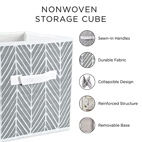 DII Non Woven Storage Collection Polyester Herringbone Bin, Small Set of 2, Stone, 2 Piece