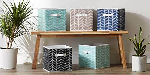 DII Non Woven Storage Collection Polyester Herringbone Bin, Small Set of 2, Stone, 2 Piece