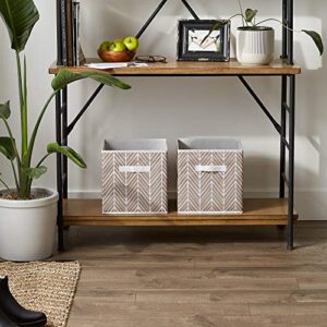 DII Non Woven Storage Collection Polyester Herringbone Bin, Small Set of 2, Stone, 2 Piece