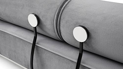 Zuri Modern Carrera Gray Velvet Fabric Sofa with Black and Chrome Accents