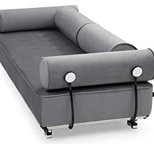 Zuri Modern Carrera Gray Velvet Fabric Sofa with Black and Chrome Accents