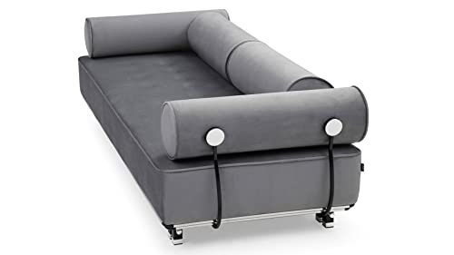 Zuri Modern Carrera Gray Velvet Fabric Sofa with Black and Chrome Accents