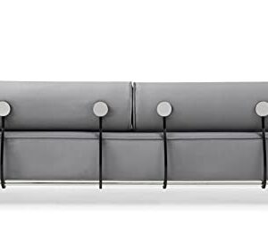 Zuri Modern Carrera Gray Velvet Fabric Sofa with Black and Chrome Accents