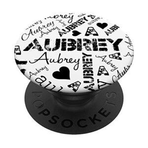 aubrey name cool black and white scattered pattern popsockets popgrip: swappable grip for phones & tablets