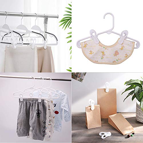 KRISMYA Hanger Clips for Hangers,30 Pcs Multi-Purpose Hanger Clips for Hangers White Finger Clips for Kids Hangers with Clips Plastic Clothes Hangers, Pants Hangers Clips