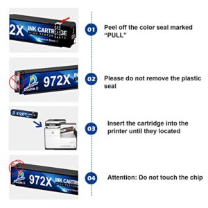 DOUBLE D 972X 972A (Upgraded Chip) Compatible Replacement for HP 972X 972A 972 Ink Cartridges, for HP PageWide Pro 477dw 477dn 577dw 577z 452dn 452dw 552dw P55250dw P57750dw, 4 Pack